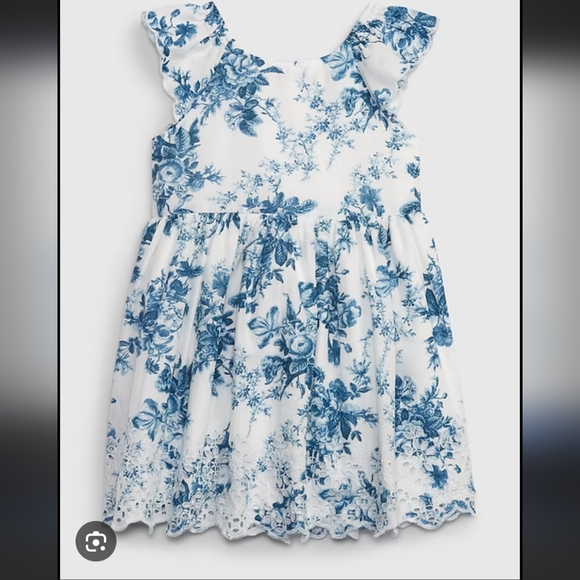Gap x LoveShackFancy Blue Floral Eyelet Dress - Picture 1 of 5